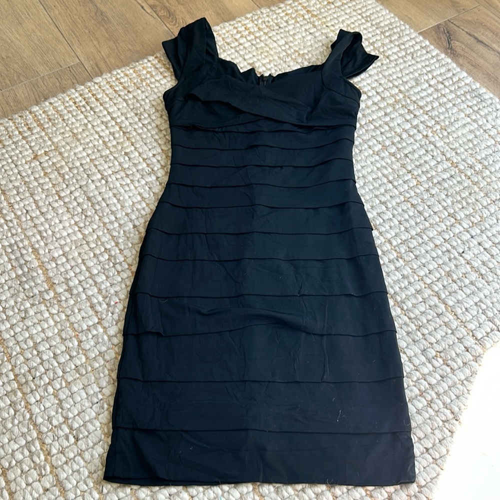 White House Black Market Dress Womens 4 Black Tiered